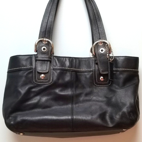 COACH | BLK SHOULDER TOTE, SILVER HARDWARE - Picture 2 of 7